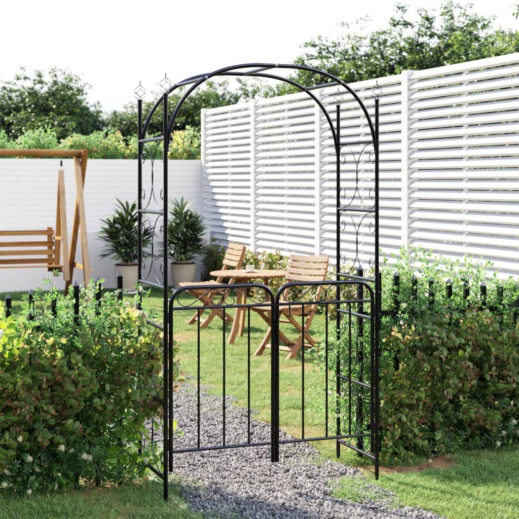 Arco da Giardino con Cancello Nero 108x45x235 cm Acciaiocod mxl 97273