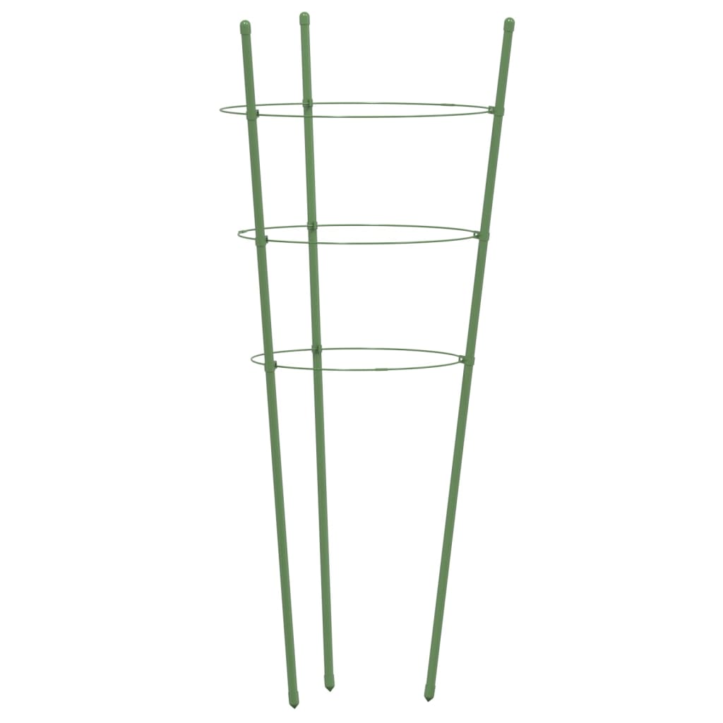 Supporti Piante da Giardino con 3 Anelli 5pz Verde 45cm Acciaio 319372