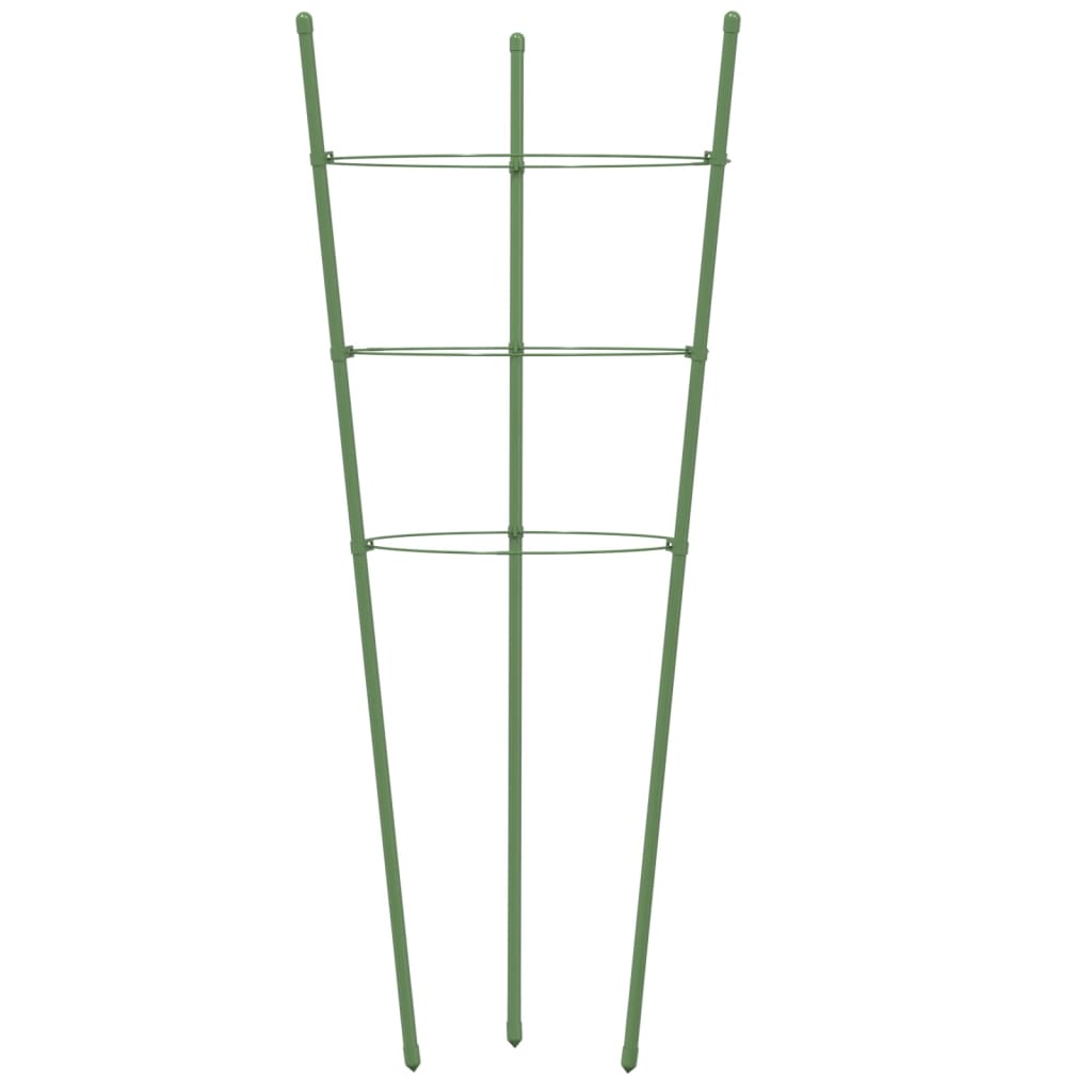 Supporti Piante da Giardino con 3 Anelli 5pz Verde 45cm Acciaio 319372