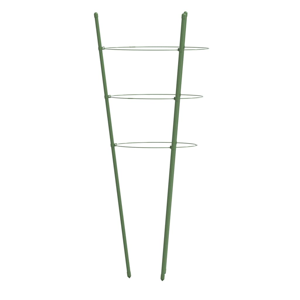 Supporti Piante da Giardino con 3 Anelli 5pz Verde 45cm Acciaio 319372