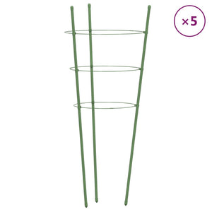 Supporti Piante da Giardino con 3 Anelli 5pz Verde 60cm Acciaio 319373