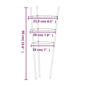 Supporti Piante da Giardino con 3 Anelli 5pz Verde 60cm Acciaio 319373