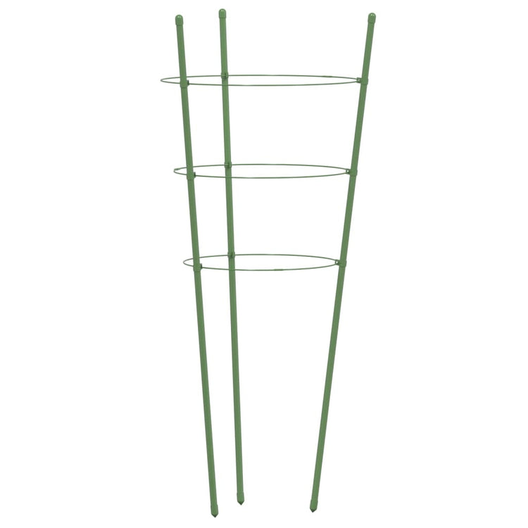 Supporti Piante da Giardino con 3 Anelli 5pz Verde 75cm Acciaio 319374