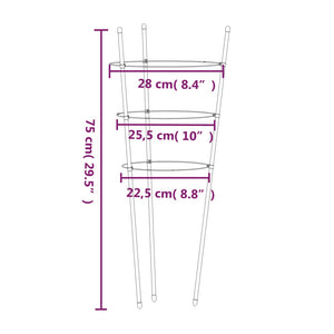 Supporti Piante da Giardino con 3 Anelli 5pz Verde 75cm Acciaio 319374