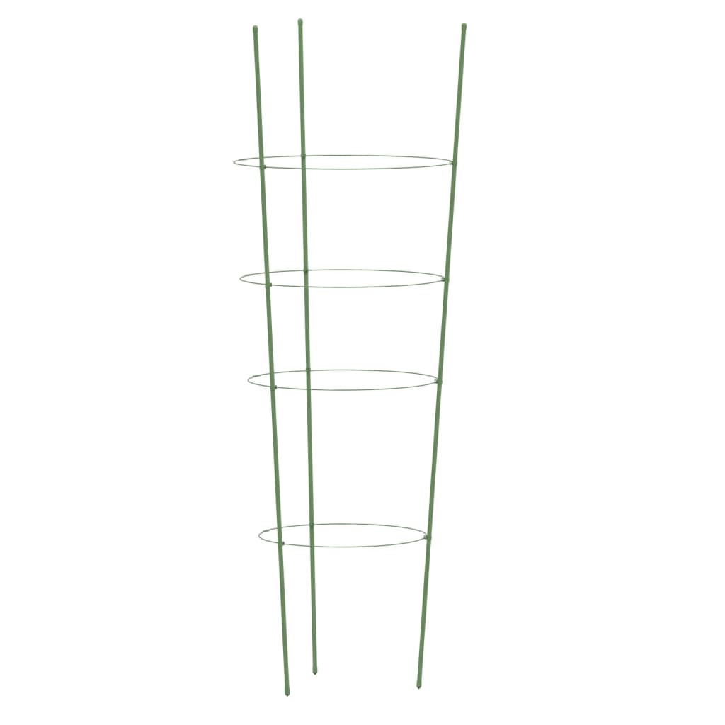 Supporti Piante da Giardino con 4 Anelli 5pz Verde 90cm Acciaio 319375