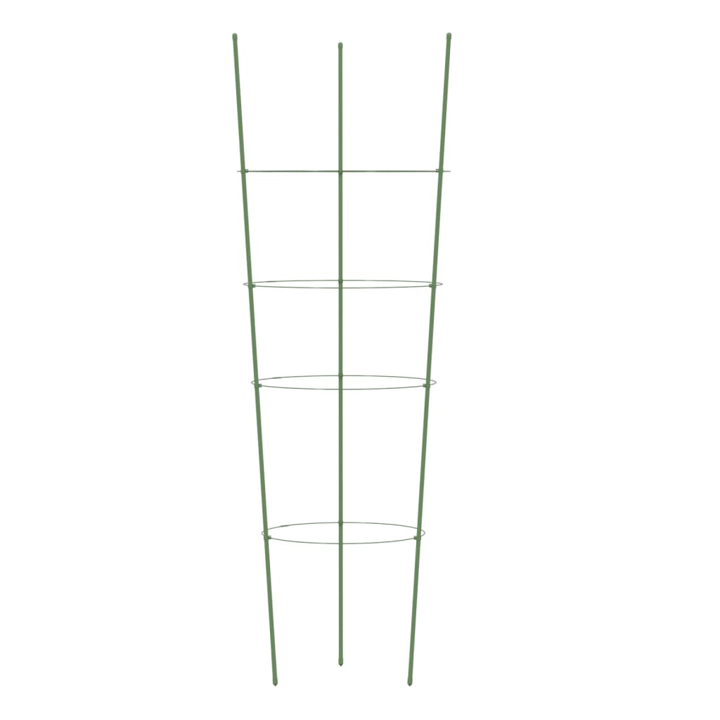 Supporti Piante da Giardino con 4 Anelli 5pz Verde 90cm Acciaio 319375