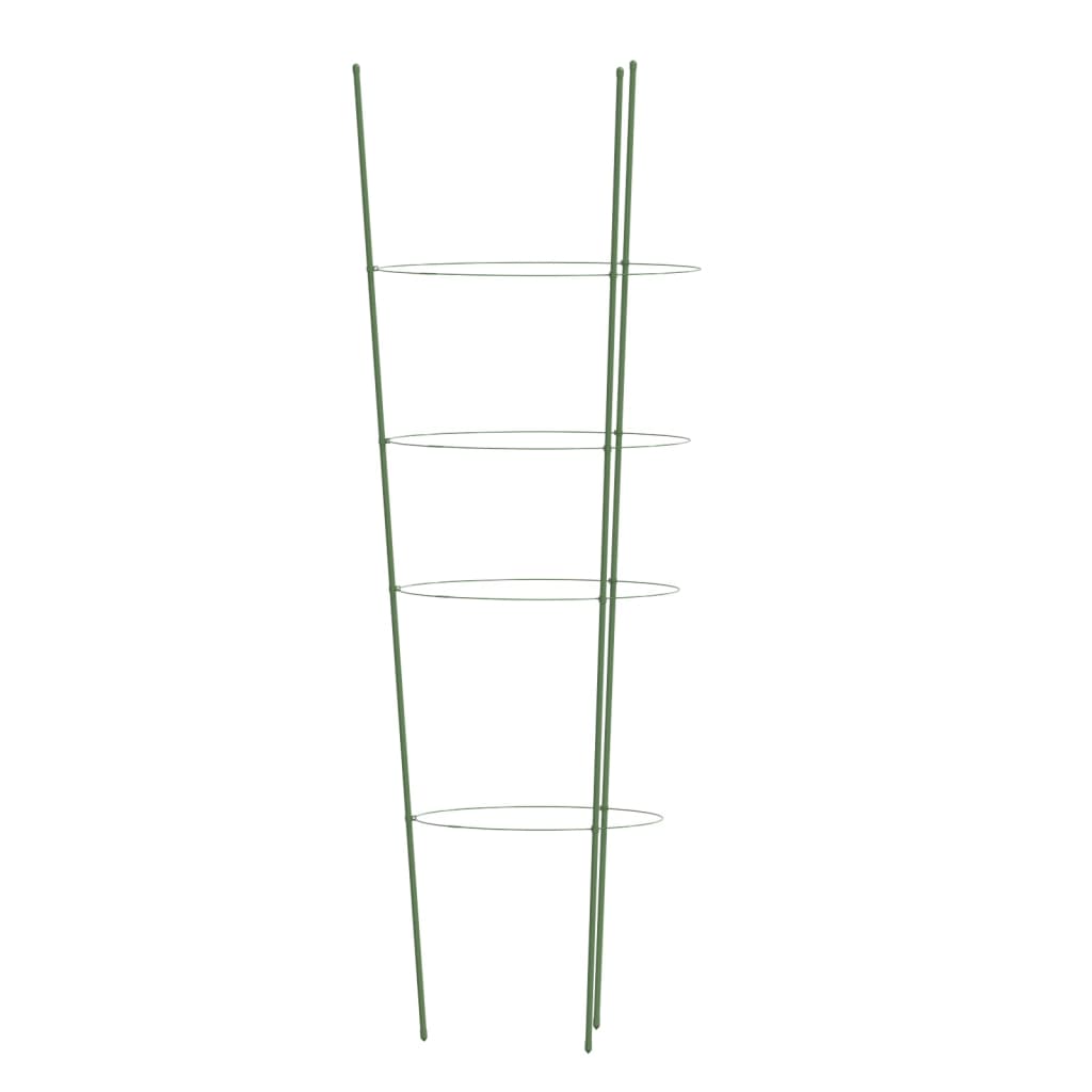 Supporti Piante da Giardino con 4 Anelli 5pz Verde 90cm Acciaio 319375