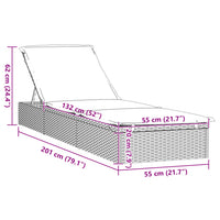 Lettino Prendisole 1 pz con Tavolino Nero in Polyrattan 319634