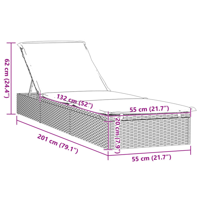 Lettini Prendisole 2pz con Tavolino Nero in Polyrattan 319636