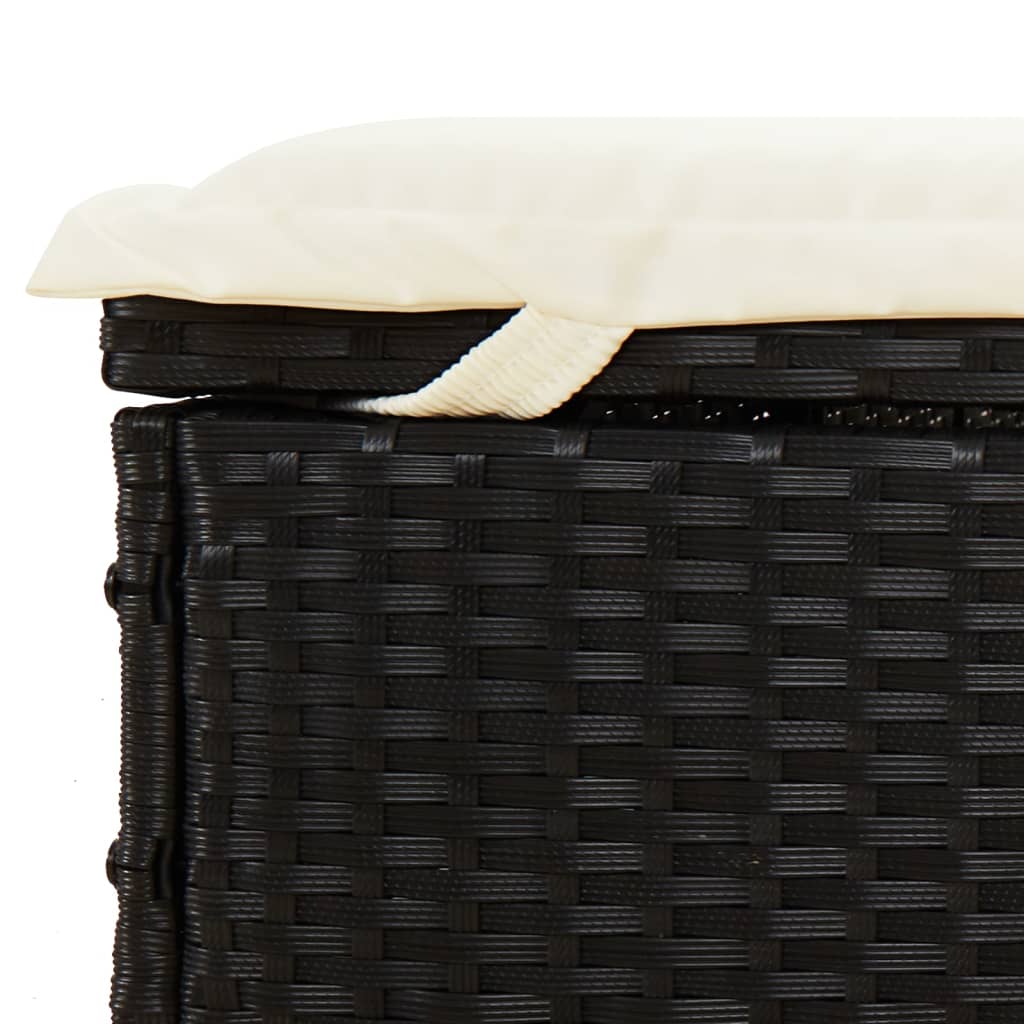 Lettino con Tetto Pieghevole Nero 213x63x97 cm Polyrattan 319638