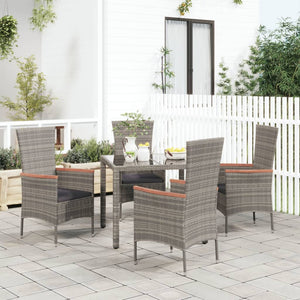 Sedie da Giardino con Cuscini 4 pz in Polyrattan Grigie 319528