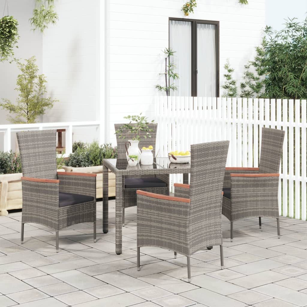 Sedie da Giardino con Cuscini 4 pz in Polyrattan Grigiecod mxl 124149