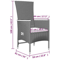 Sedie Reclinabili da Giardino con Cuscini 2pz Grigio Polyrattan 319530