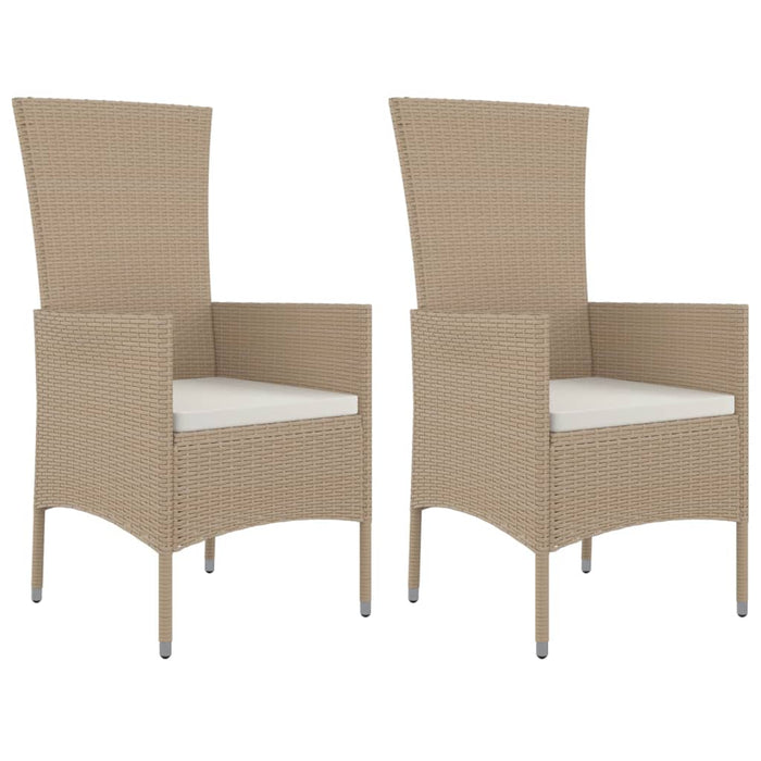 Sedie da Giardino con Cuscini 2 pz in Polyrattan Beige 319532