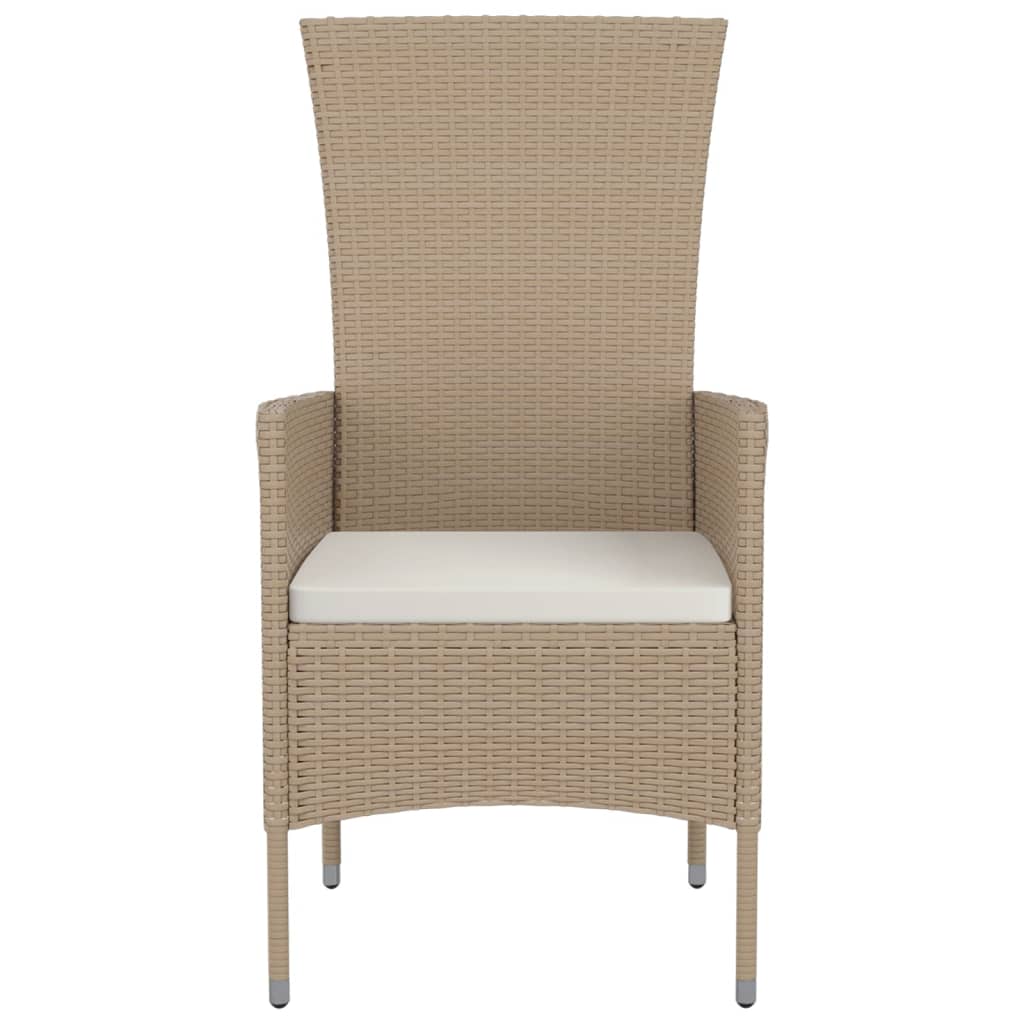 Sedie da Giardino con Cuscini 2 pz in Polyrattan Beige 319532