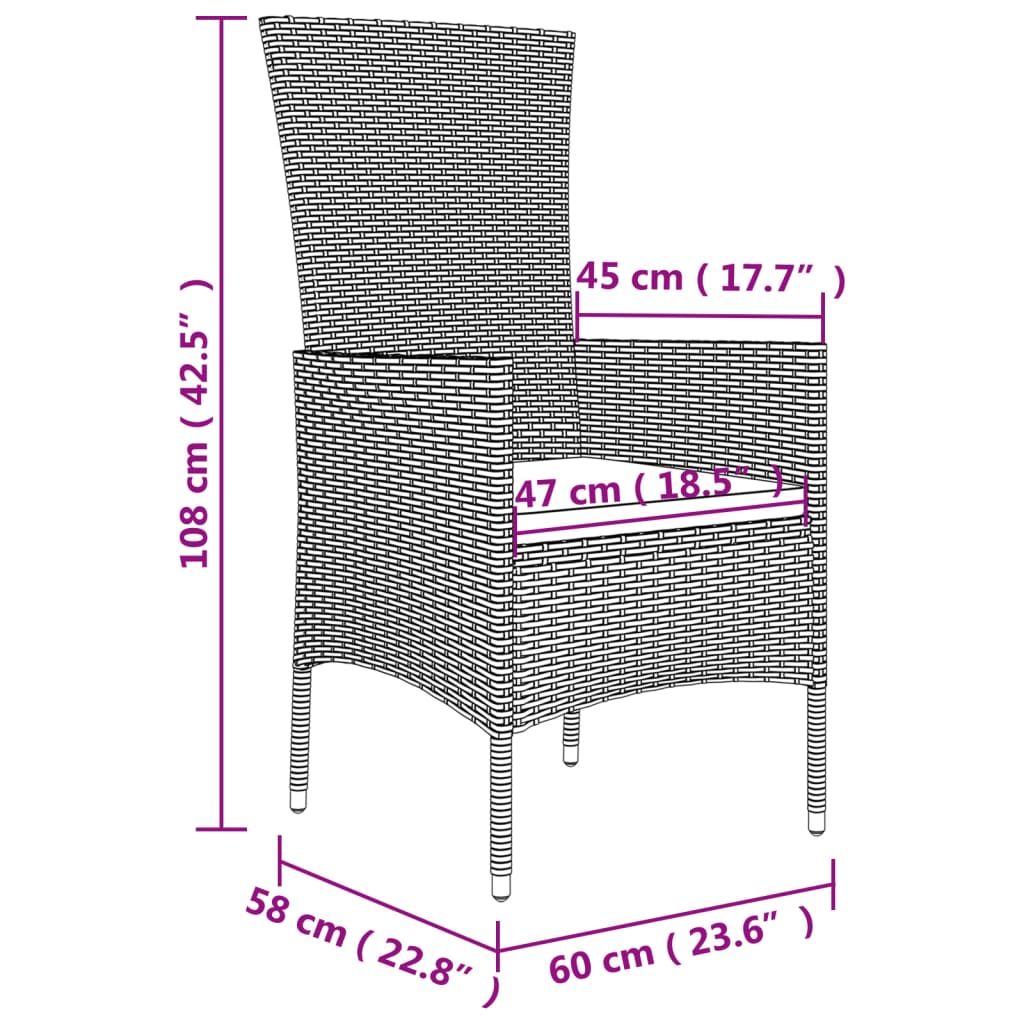 Sedie da Giardino con Cuscini 2 pz in Polyrattan Beige 319532