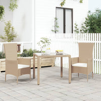 Sedie da Giardino con Cuscini 2 pz in Polyrattan Beige 319532