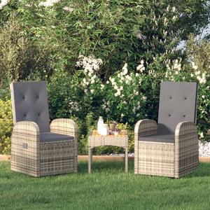 Sedie Reclinabili da Giardino con Cuscini 2pz Grigio Polyrattancod mxl 116383