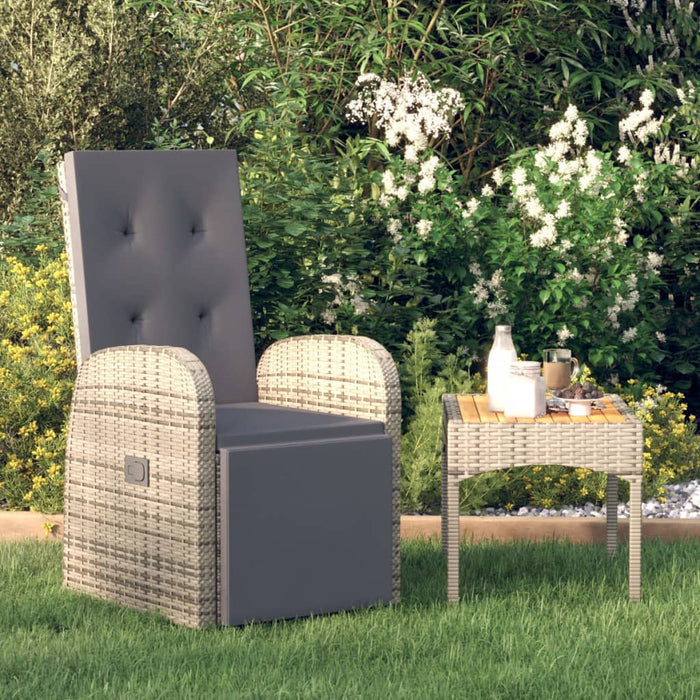 Sedia Reclinabile da Giardino con Cuscini Grigia in Polyrattan 319540