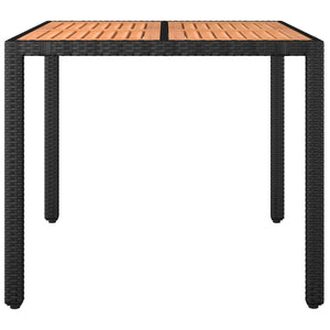 Tavolo da Giardino Piano Legno Nero Polyrattan Massello Acacia 319548