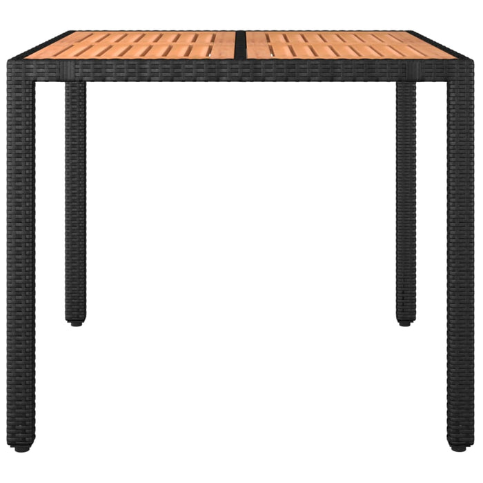 Tavolo da Giardino Piano Legno Nero Polyrattan Massello Acacia 319548