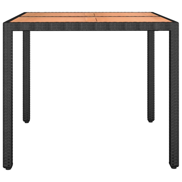 Tavolo da Giardino Piano Legno Nero Polyrattan Massello Acacia 319548