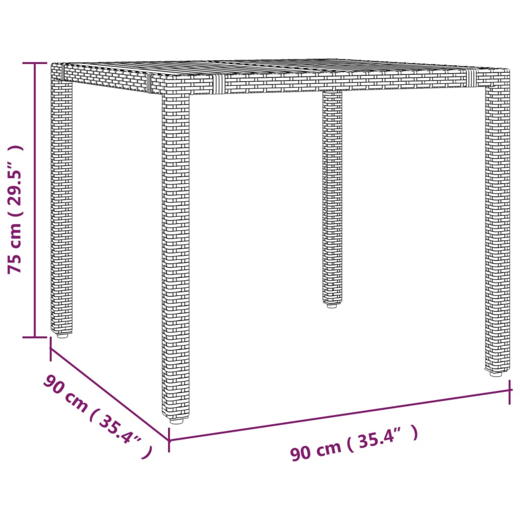 Tavolo da Giardino Piano Legno Nero Polyrattan Massello Acacia 319548