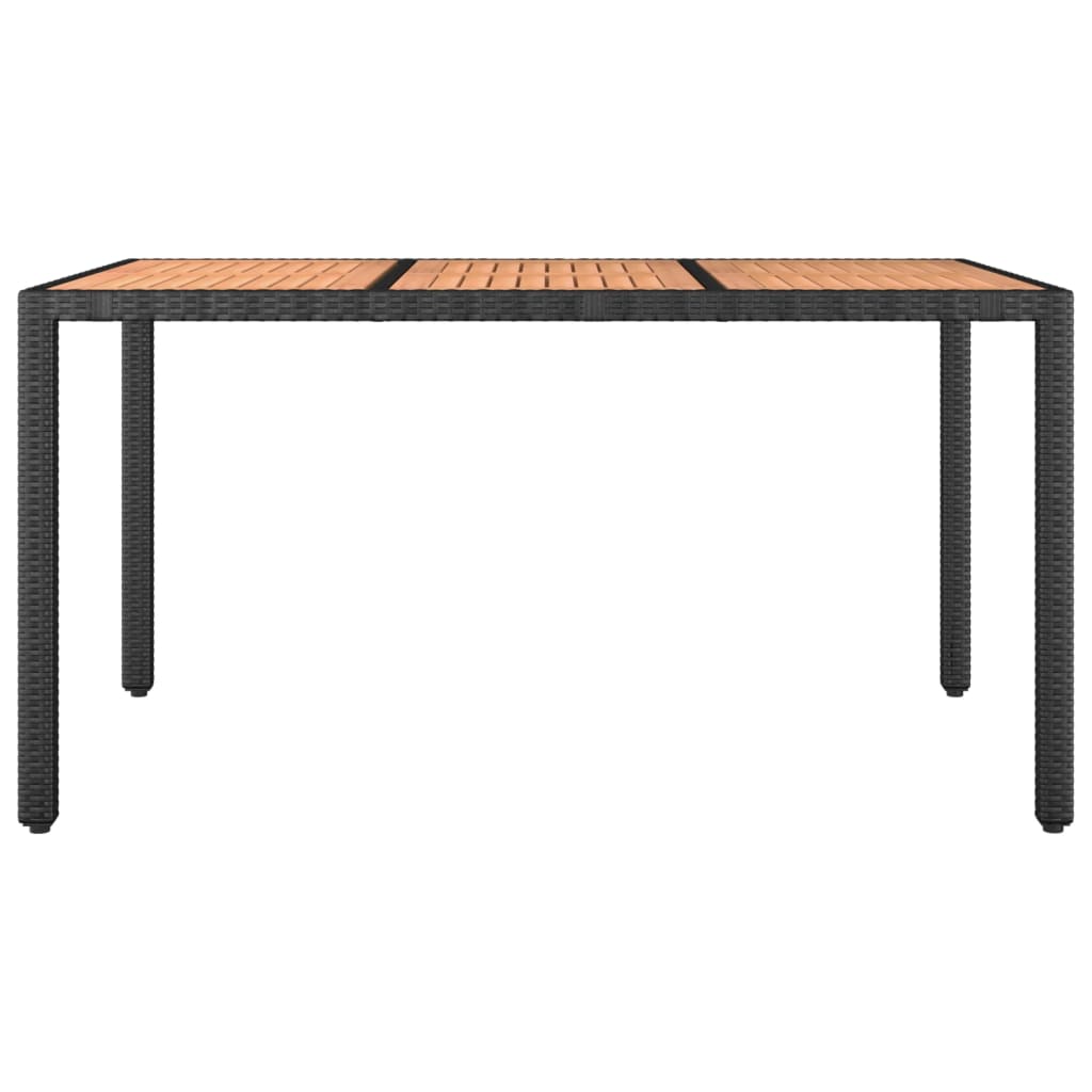 Tavolo da Giardino Piano Legno Nero Polyrattan Massello Acaciacod mxl 102381