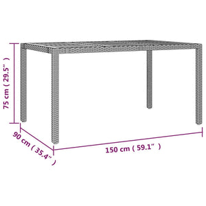 Tavolo Giardino Piano Legno Grigio Polyrattan e Massello Acacia 319552