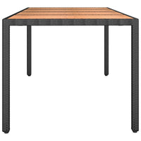 Tavolo da Giardino Piano Legno Nero Polyrattan Massello Acacia 319554