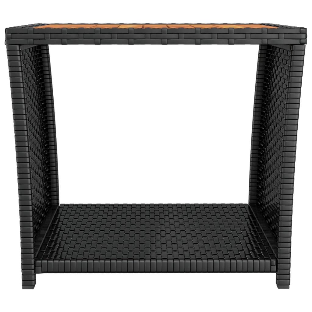 Tavolino con Piano Legno Nero Polyrattan Legno Massello Acaciacod mxl 102380