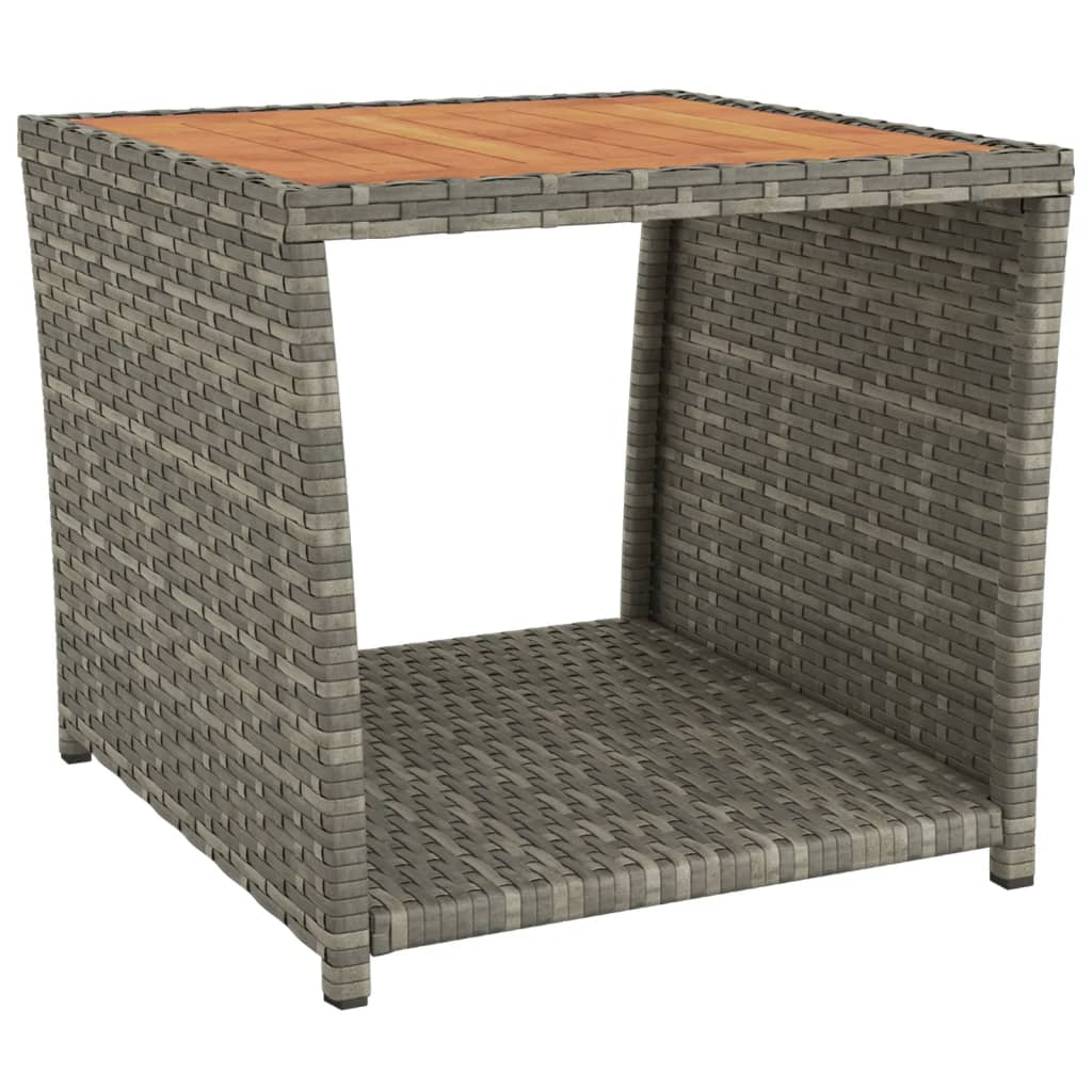 Tavolino con Piano Legno Grigio Polyrattan e Massello Acacia 319559