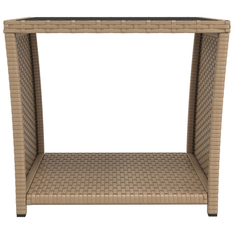 Tavolino con Piano Vetro Beige in Polyrattan e Vetro Temperato 319561