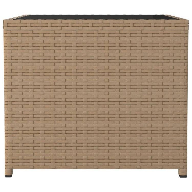 Tavolino con Piano Vetro Beige in Polyrattan e Vetro Temperato 319561