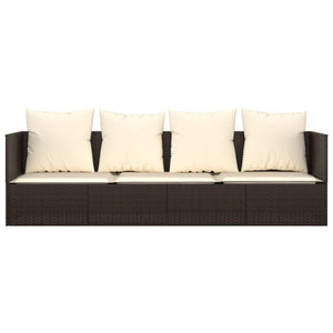 Lettino Prendisole da Esterno con Cuscini Marrone in Polyrattan cod mxl 65498