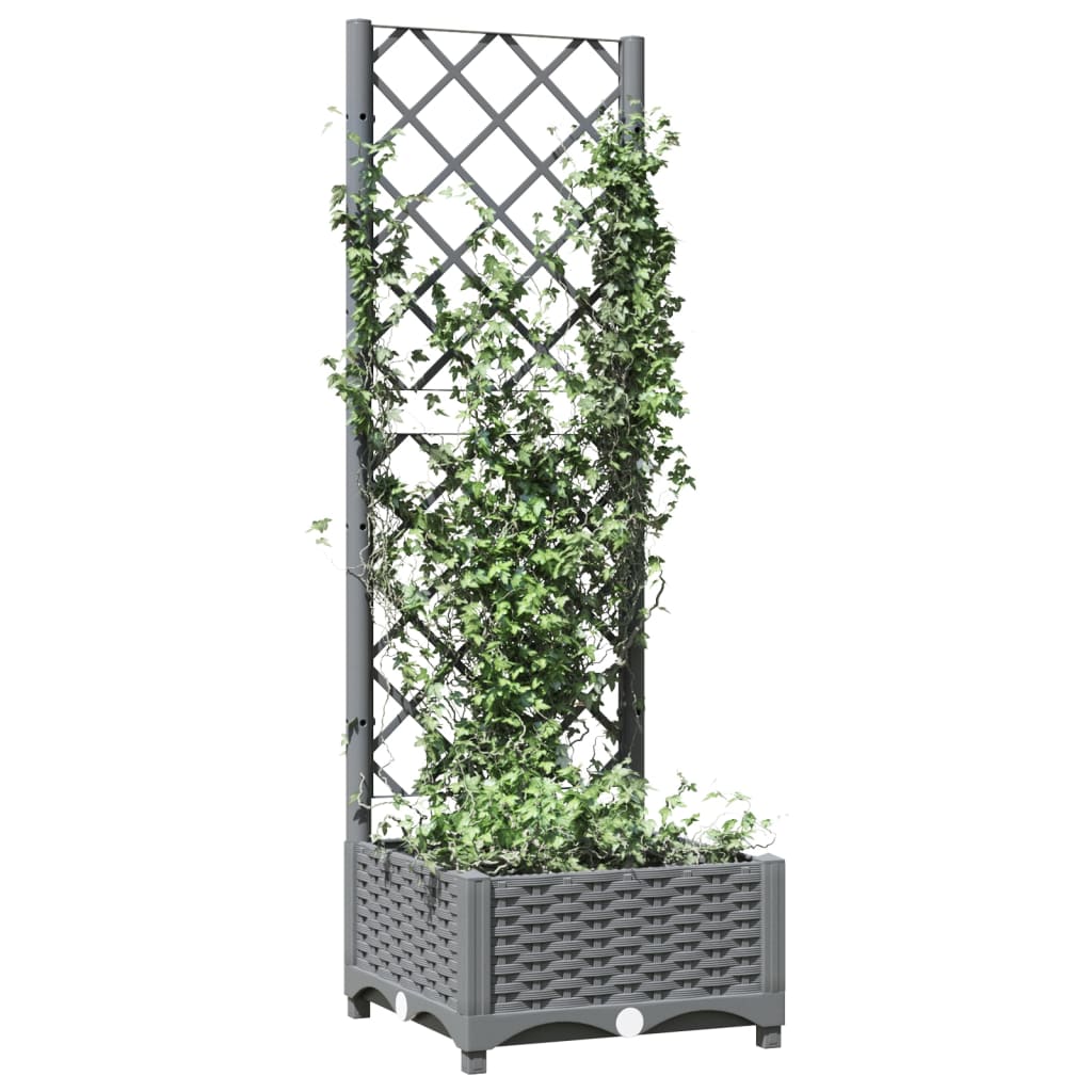 Fioriera da Giardino e Graticcio Grigio Chiaro 40x40x121,5cm PP 153269