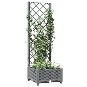 Fioriera da Giardino e Graticcio Grigio Chiaro 40x40x121,5cm PP 153269