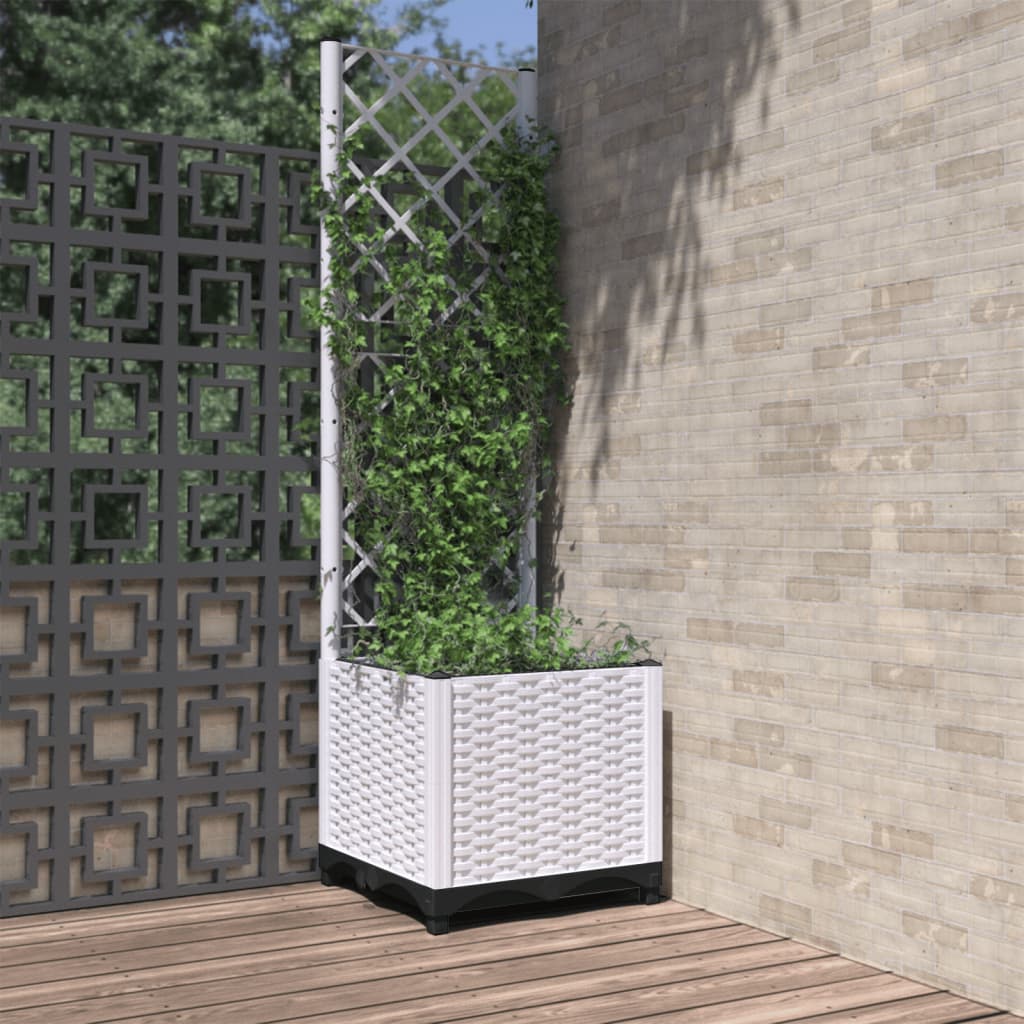 Fioriera da Giardino con Graticcio Bianco 40x40x136 cm PP 153280