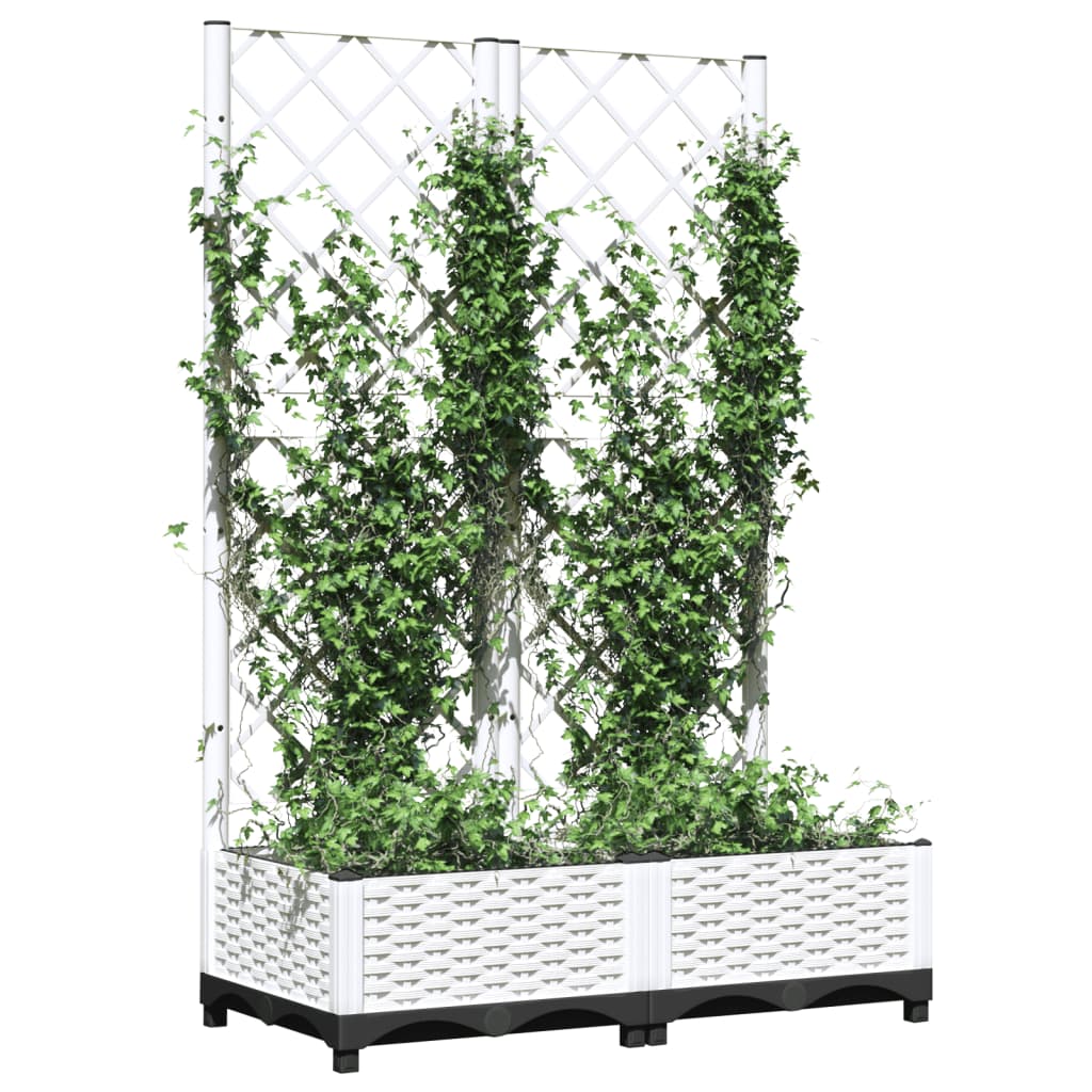 Fioriera da Giardino con Graticcio Bianco 80x40x121,5 cm PP 153281