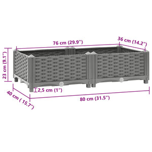 Fioriera Rialzata 80x40x23 cm in Polipropilene 153290