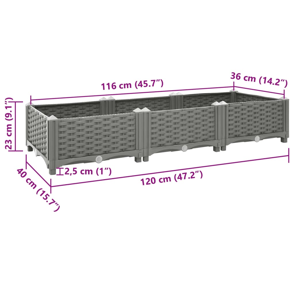 Fioriera Rialzata 120x40x23 cm in Polipropilene 153291