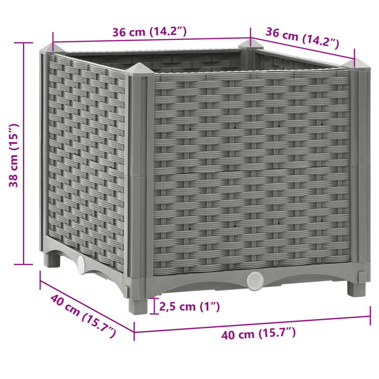 Fioriera Rialzata 40x40x38 cm in Polipropilene 153293