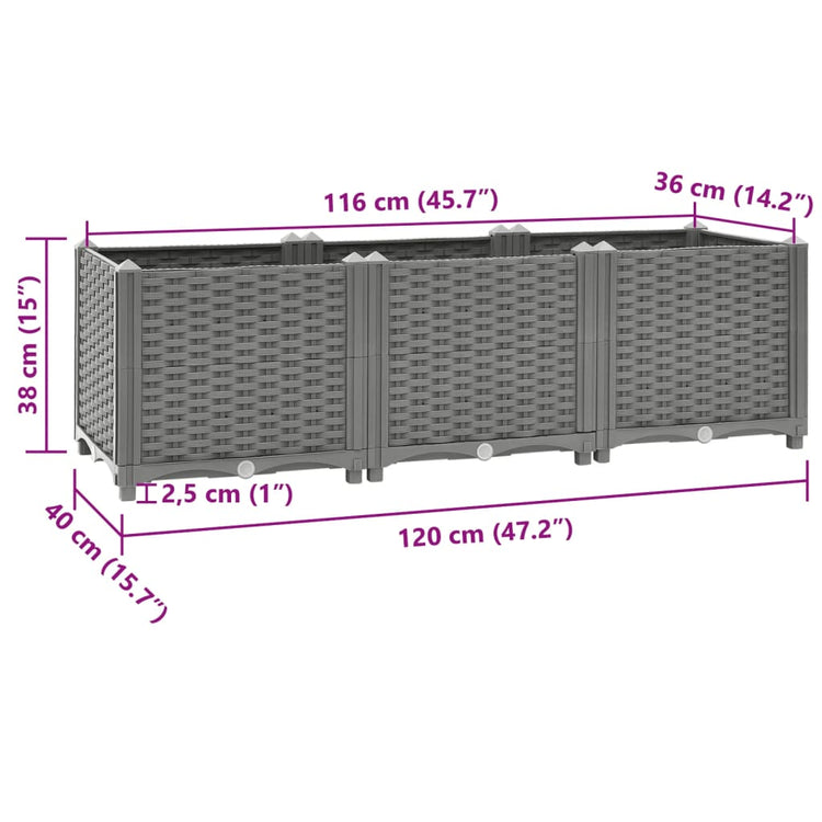 Fioriera Rialzata 120x40x38 cm in Polipropilene 153295