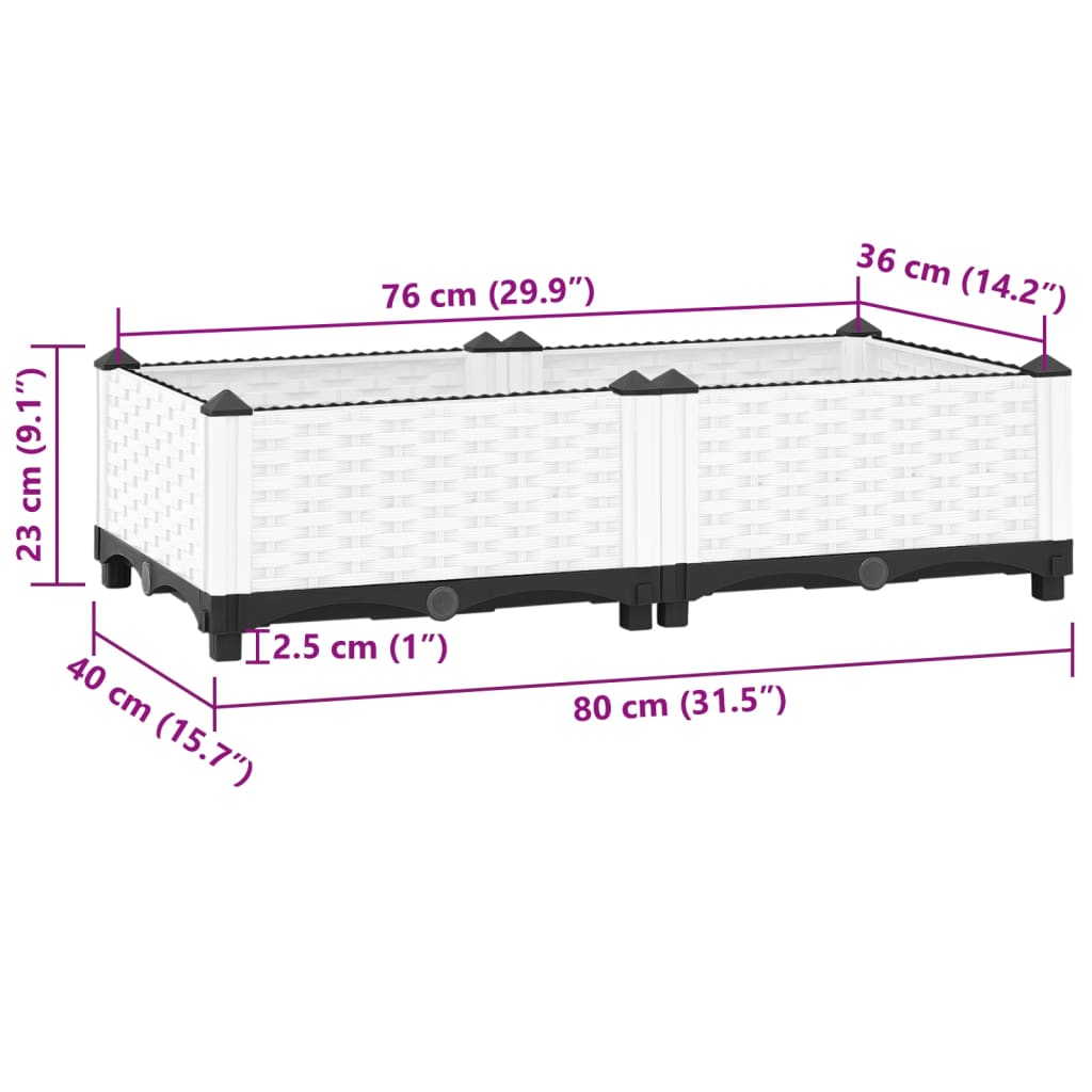 Fioriera Rialzata 80x40x23 cm in Polipropilene 153305