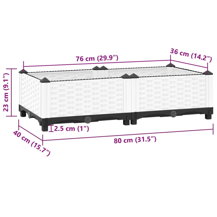 Fioriera Rialzata 80x40x23 cm in Polipropilene 153305