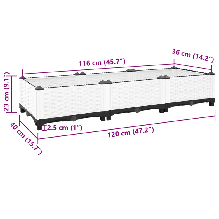 Fioriera Rialzata 120x40x23 cm in Polipropilene 153306