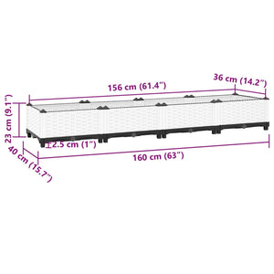 Fioriera Rialzata 160x40x23 cm in Polipropilene 153307