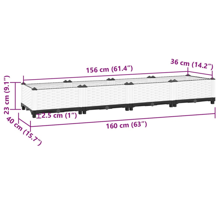 Fioriera Rialzata 160x40x23 cm in Polipropilene 153307