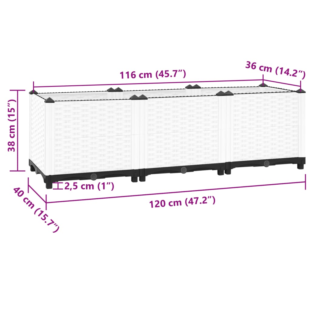 Fioriera Rialzata 120x40x38 cm in Polipropilene 153310