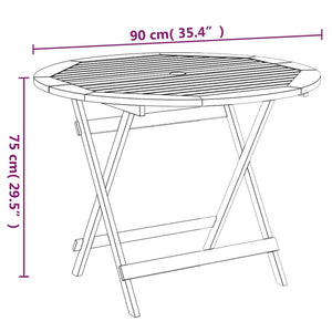 Tavolo da Giardino Pieghevole Ø 90x75 cm Legno Massello Acacia cod mxl 34125